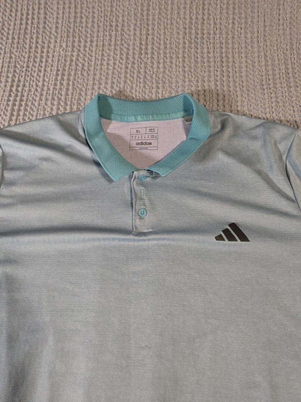 NWT Adidas Golf Polo Shirt UPF 50 3-Stripe Yoke Performance Wonder Blue Men Sz L